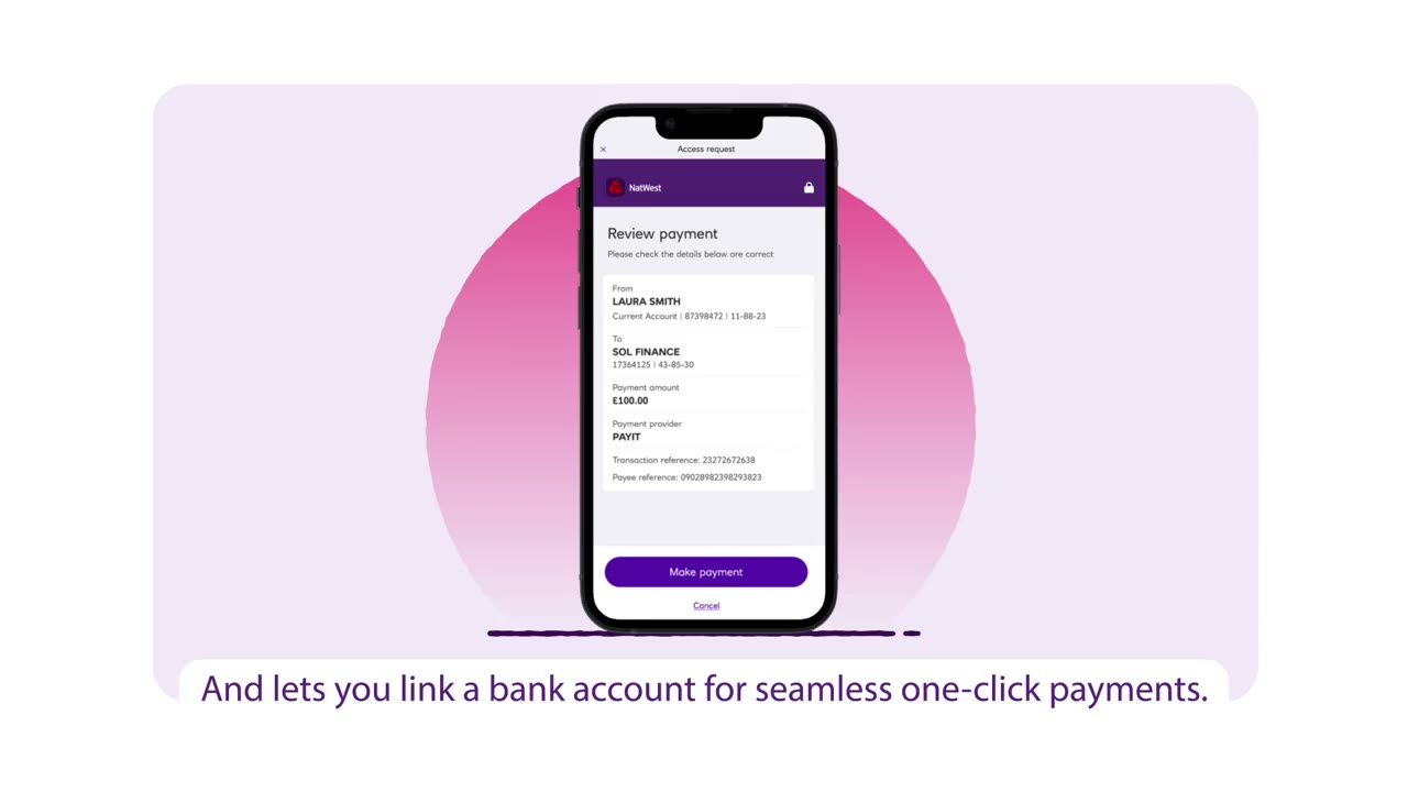 Linking a bank account for one-click payments