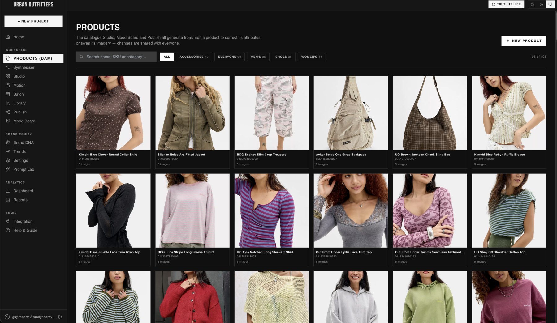 Products: a 195-item catalogue