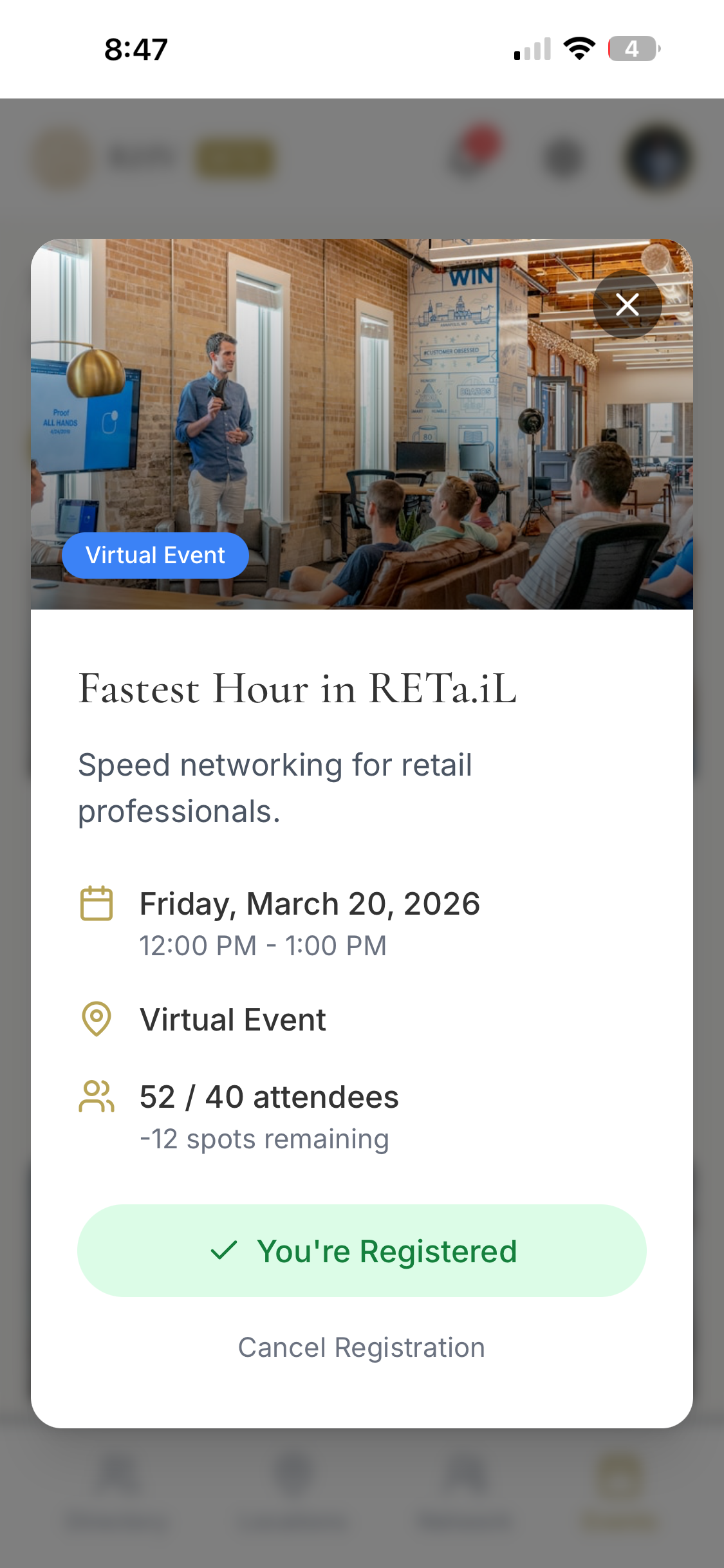RHV event detail with RSVP and registration